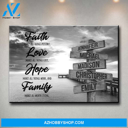Ocean Dock Faith Multi-Names Premium Canvas