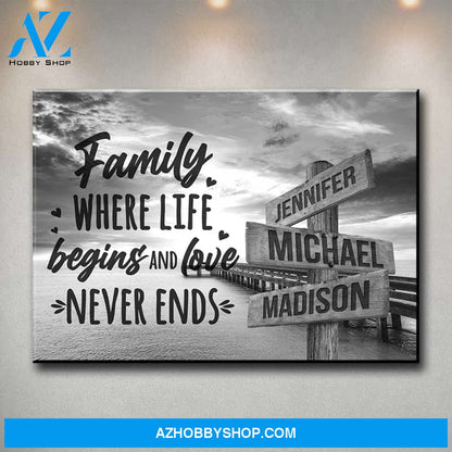 Ocean Dock with Saying 6 Multi-Names Premium Canvas