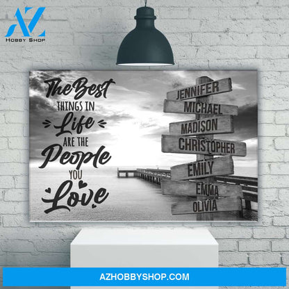 Ocean Dock with Saying 3 Multi-Names Premium Canvas