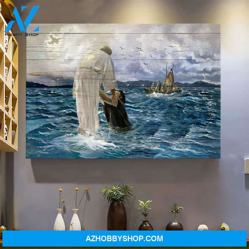 Ocean - He saves us - Jesus Landscape Canvas Prints - Wall Art