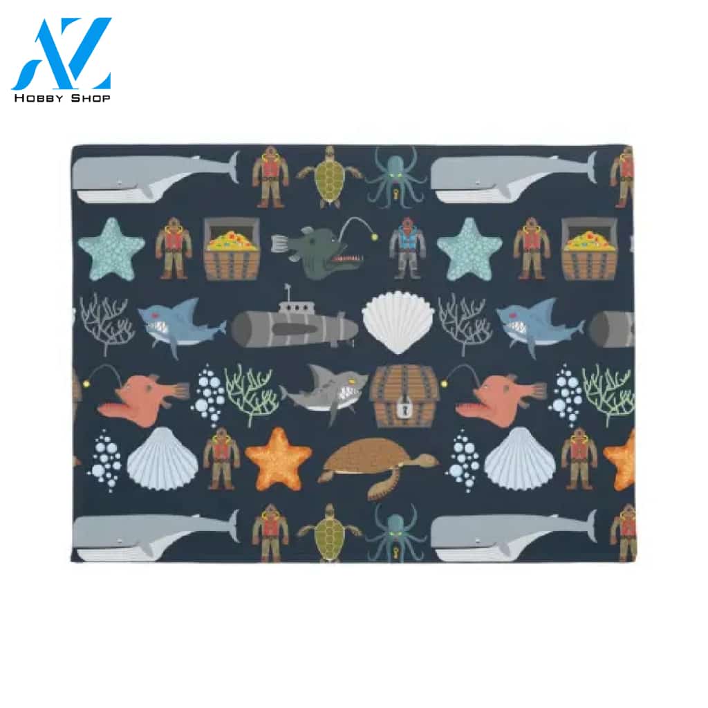 Ocean Inhabitants Pattern Doormat Welcome Mat House Warming Gift Home Decor Funny Doormat Gift Idea
