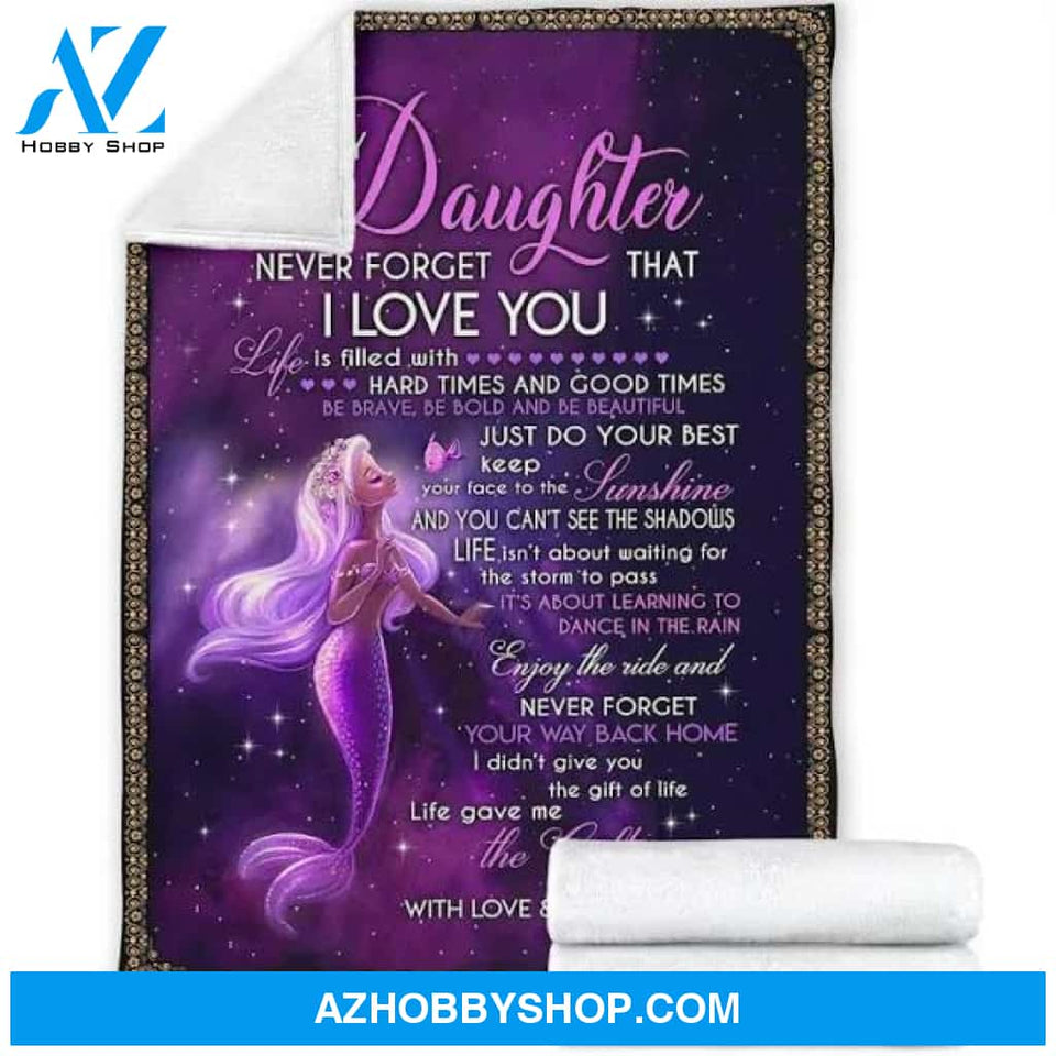 Ocean Mermaid Blanket Gift for Daughter - Never Forget That I Love You Mom Gifts Quilting For Birthday Little Girl