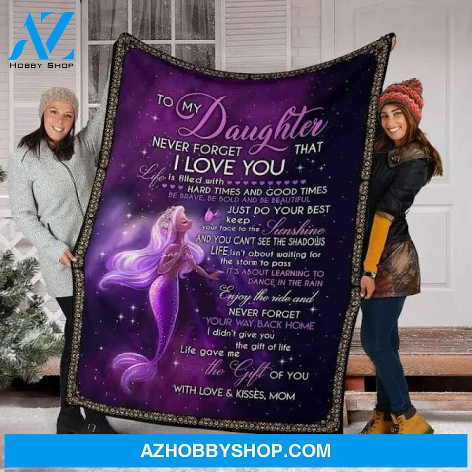 Ocean Mermaid Blanket Gift for Daughter - Never Forget That I Love You Mom Gifts Quilting For Birthday Little Girl
