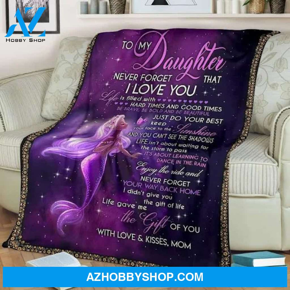 Ocean Mermaid Blanket Gift for Daughter - Never Forget That I Love You Mom Gifts Quilting For Birthday Little Girl
