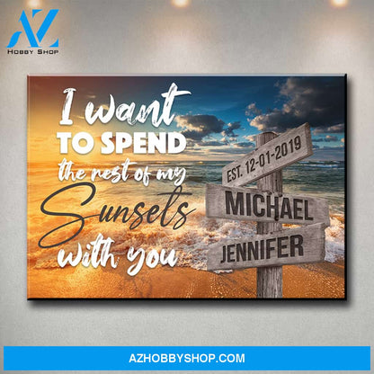 Ocean Sunset Anniversary Premium Canvas