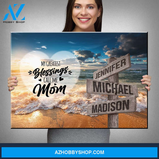 Ocean Sunset Color - Call Me Mom Multi-Names Premium Canvas