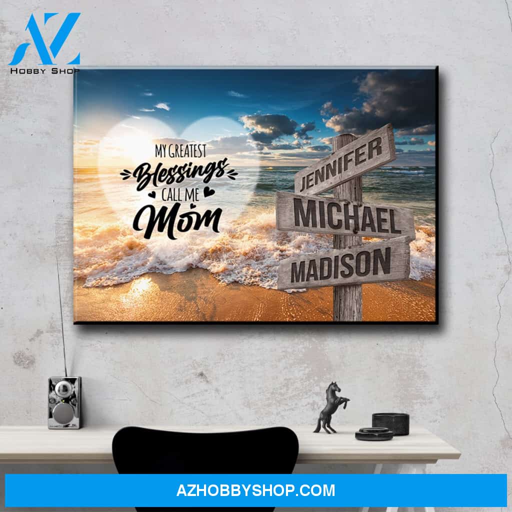 Ocean Sunset Color - Call Me Mom Multi-Names Premium Canvas