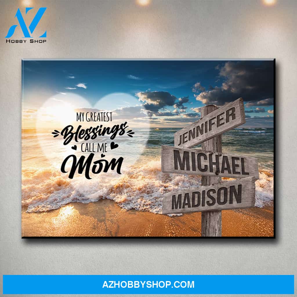 Ocean Sunset Color - Call Me Mom Multi-Names Premium Canvas