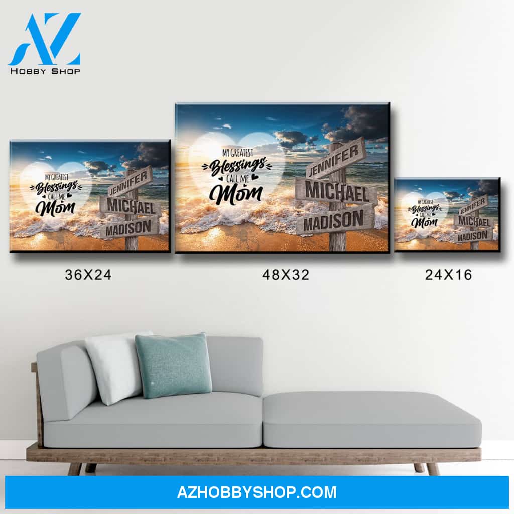 Ocean Sunset Color - Call Me Mom Multi-Names Premium Canvas