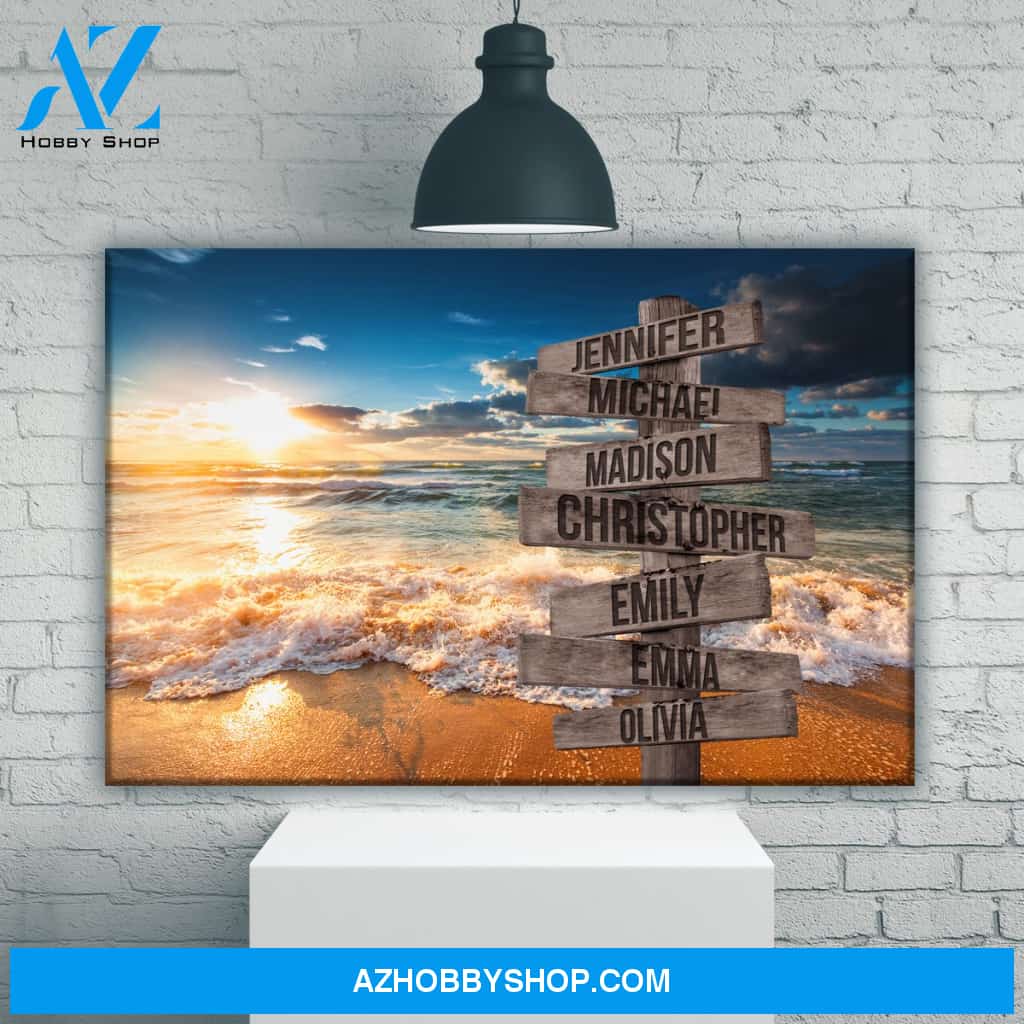Ocean Sunset Color Multi-Names Premium Canvas