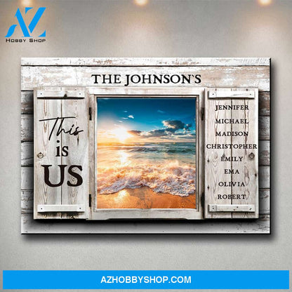 Ocean Sunset Color Wood Shutters Multi-Names Premium Canvas