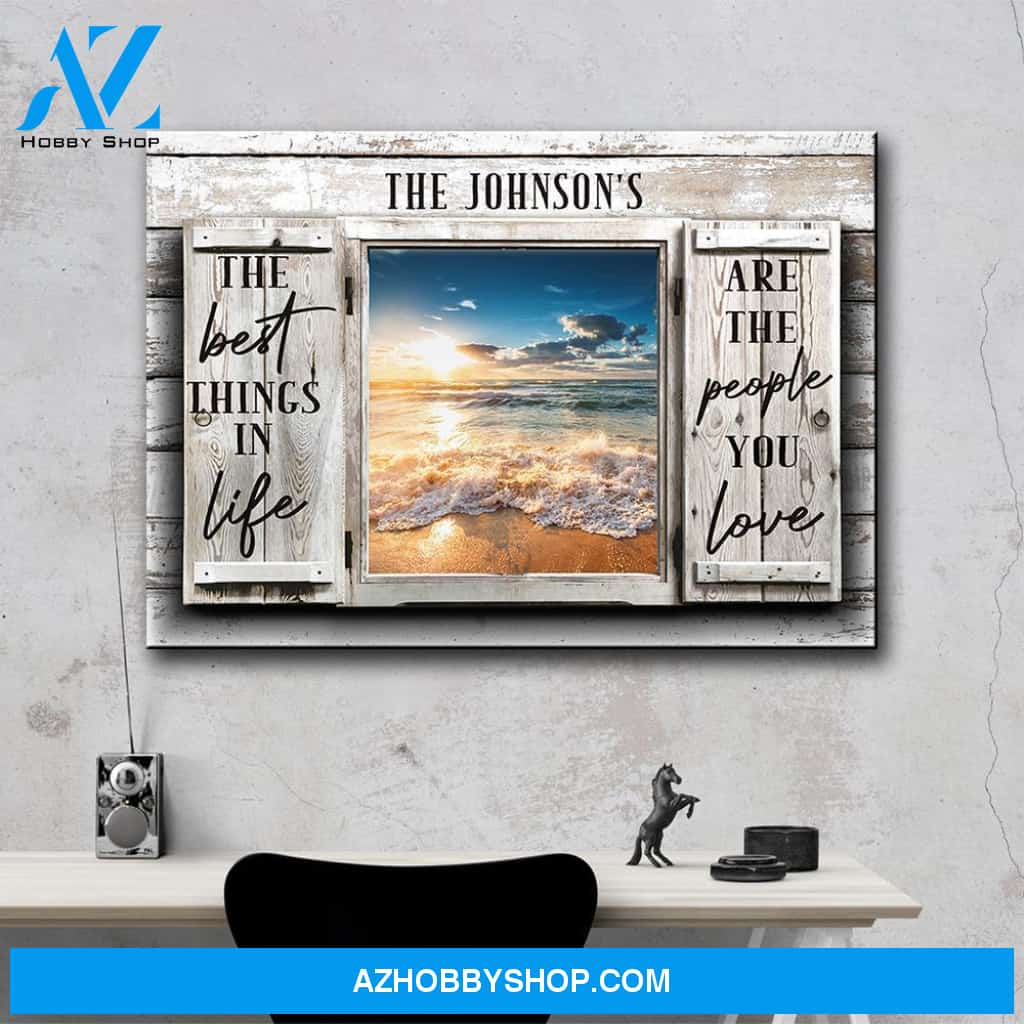 Ocean Sunset Color Wood Shutters Premium Canvas Saying 3