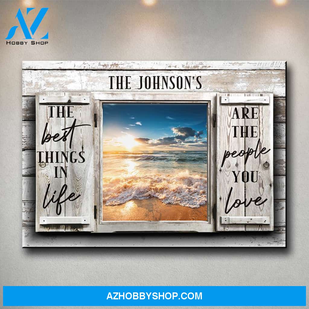Ocean Sunset Color Wood Shutters Premium Canvas Saying 3