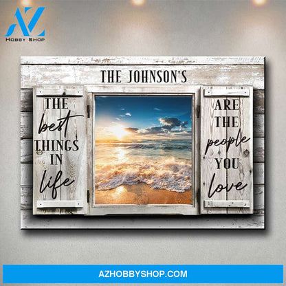 Ocean Sunset Color Wood Shutters Premium Canvas Saying 3