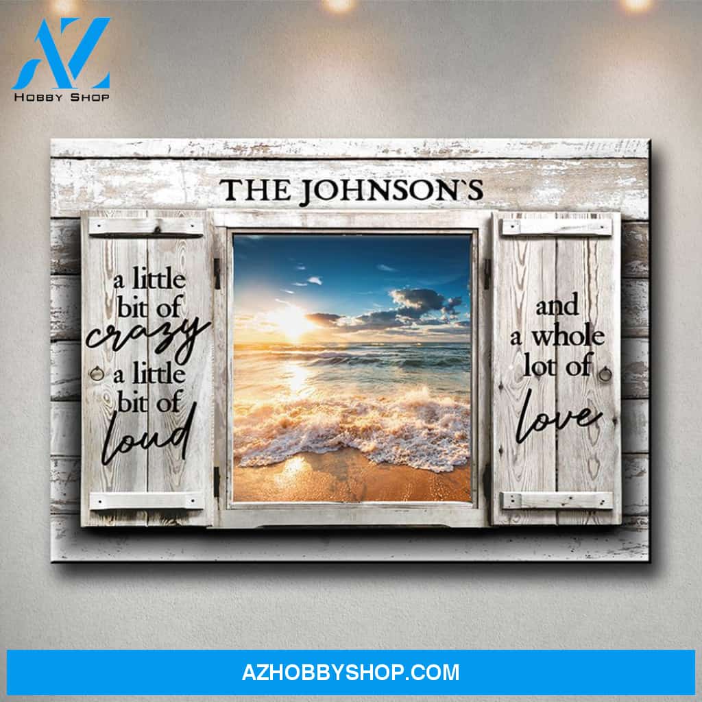 Ocean Sunset Color Wood Shutters Premium Canvas Saying 2