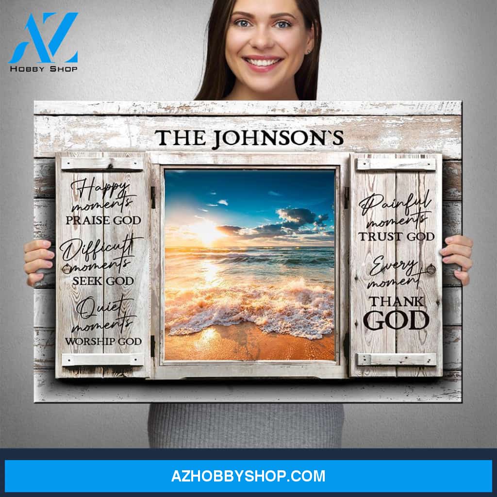 Ocean Sunset Color Wood Shutters Premium Canvas Saying 8