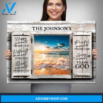Ocean Sunset Color Wood Shutters Premium Canvas Saying 8