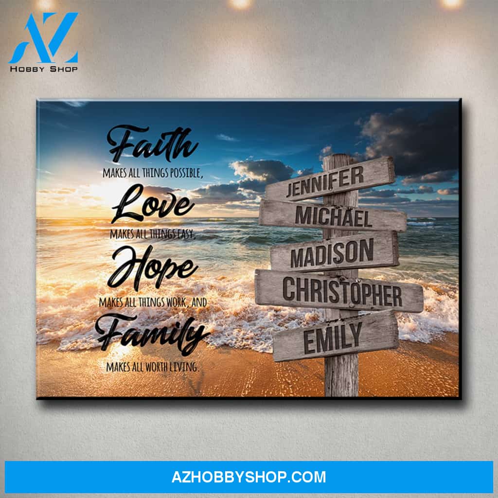 Ocean Sunset Faith Multi-Names Premium Canvas