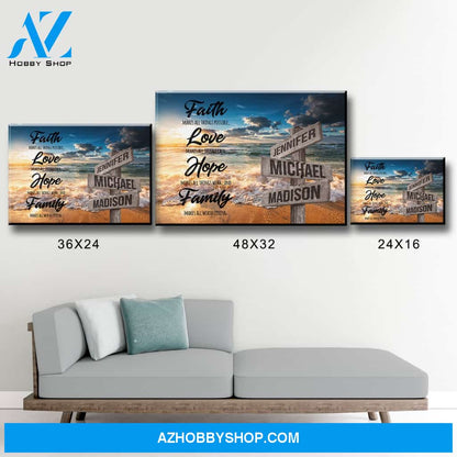 Ocean Sunset Faith Multi-Names Premium Canvas