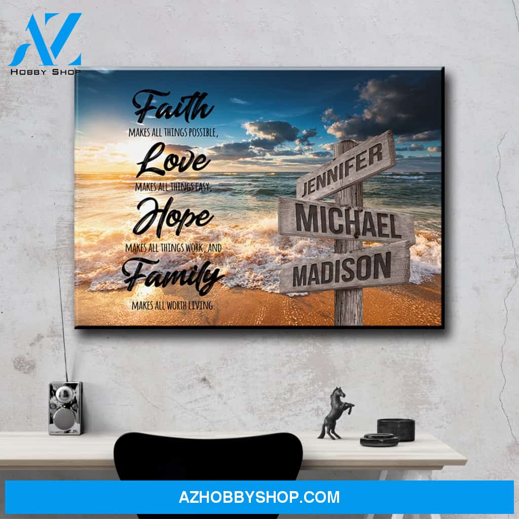 Ocean Sunset Faith Multi-Names Premium Canvas