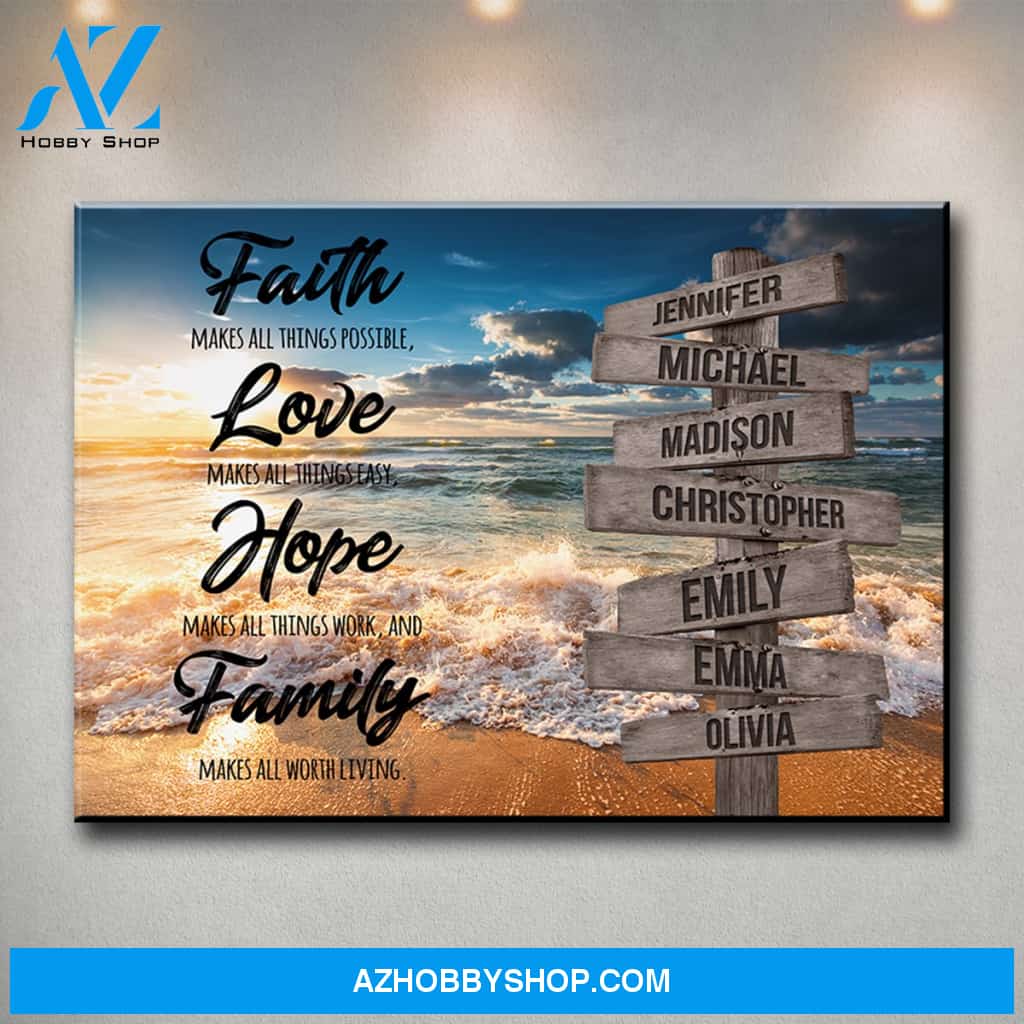 Ocean Sunset Faith Multi-Names Premium Canvas