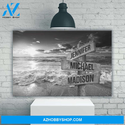 Ocean Sunset Multi-Names Premium Canvas