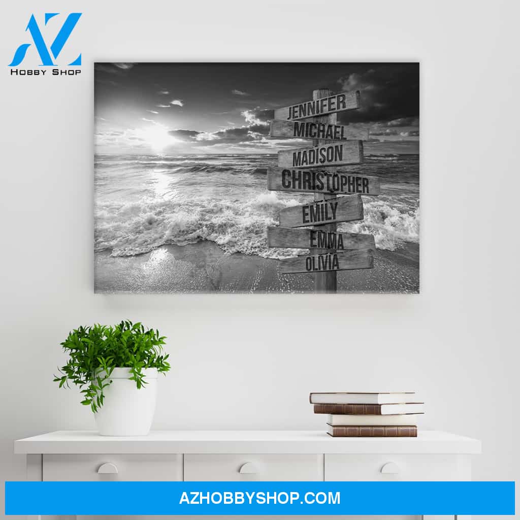 Ocean Sunset Multi-Names Premium Canvas