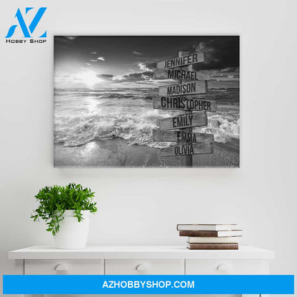 Ocean Sunset Multi-Names Premium Canvas