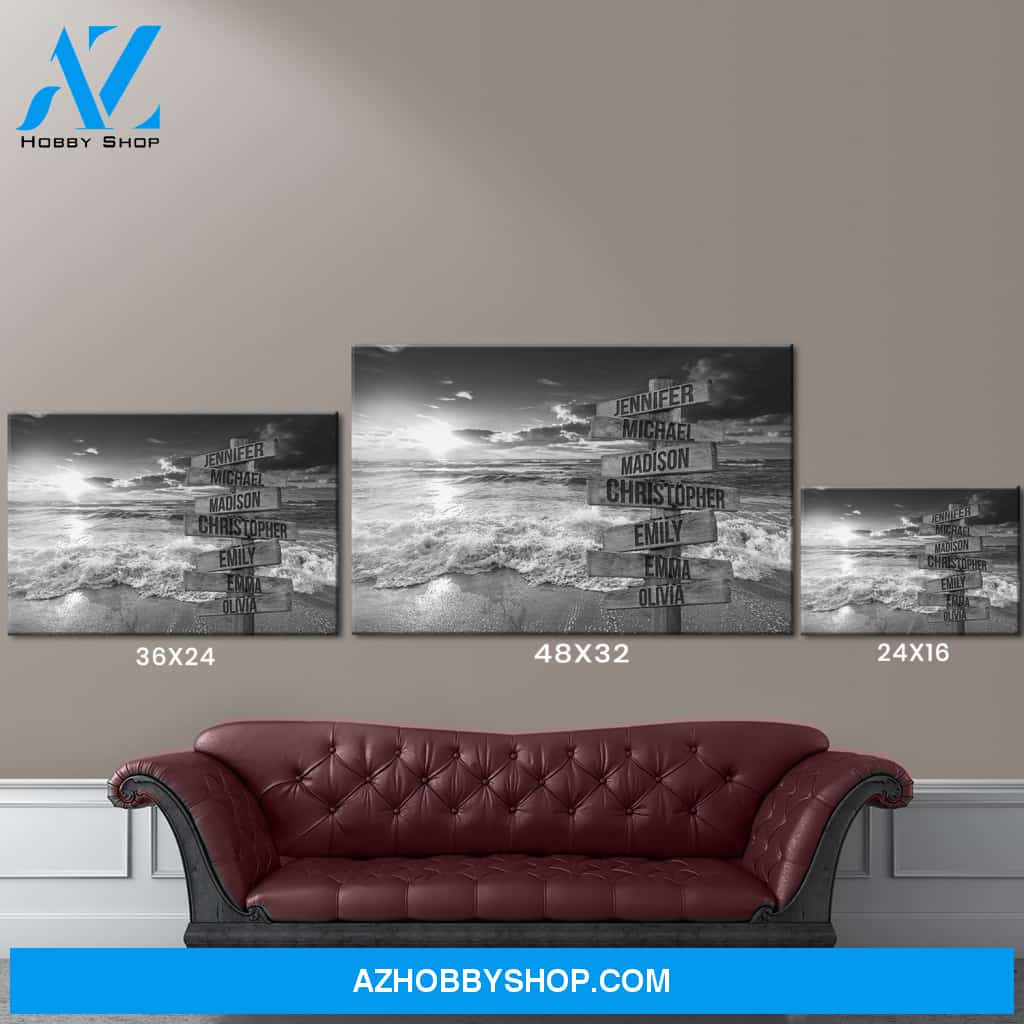 Ocean Sunset Multi-Names Premium Canvas
