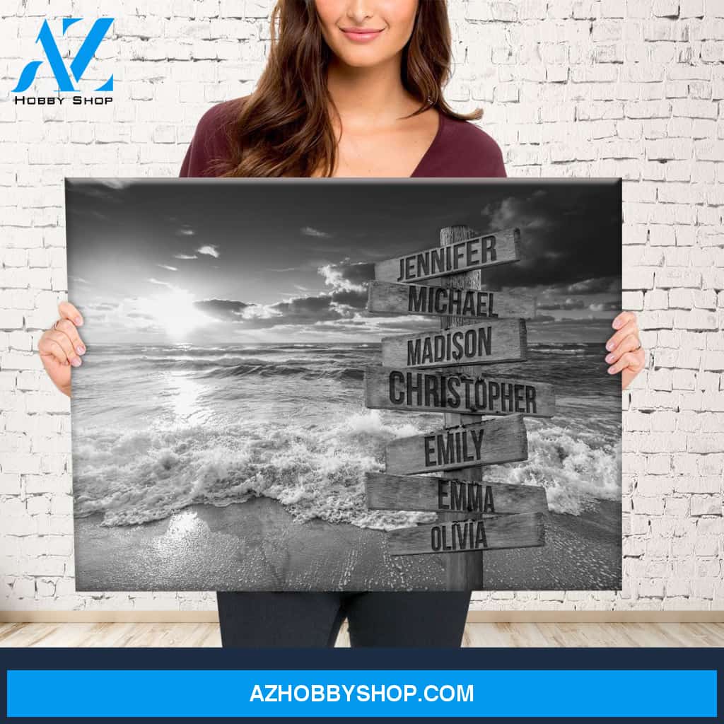 Ocean Sunset Multi-Names Premium Canvas