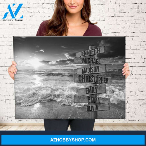 Ocean Sunset Multi-Names Premium Canvas