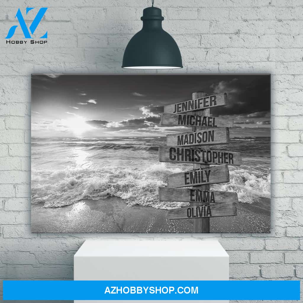 Ocean Sunset Multi-Names Premium Canvas