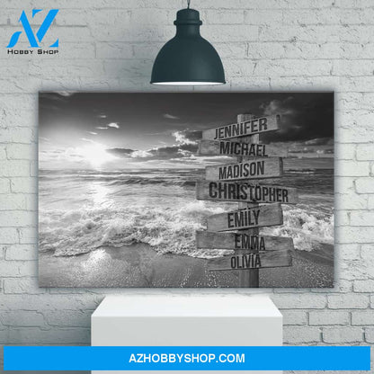 Ocean Sunset Multi-Names Premium Canvas