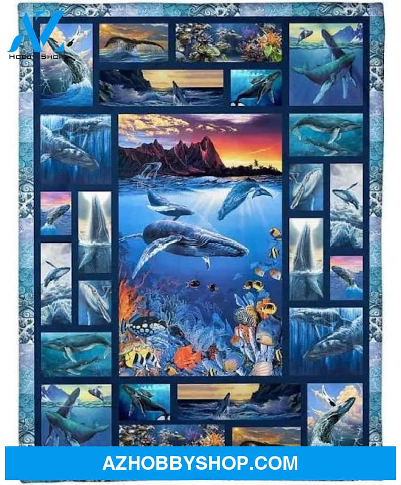 Ocean Whale Fleece Blanket