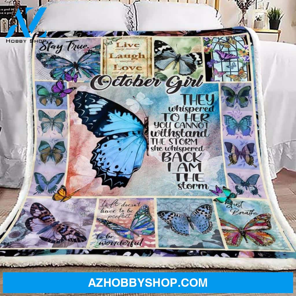 October Girl Butterfly Fleece Blanket