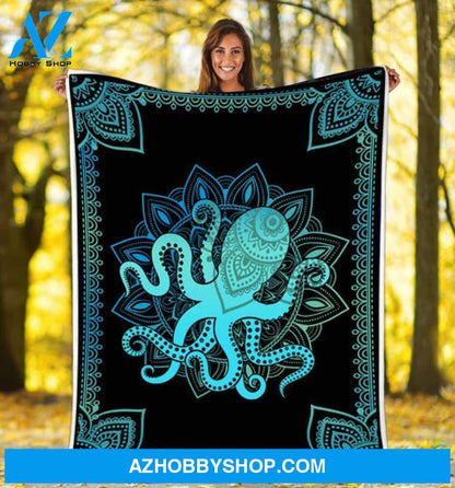 Octopus Blanket, Octopus Mandala Fleece Blanket