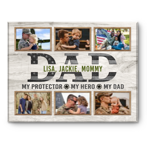 Army Dad Gift, Personalized Photo Collage Canvas Gift For Military Dad, Fathers Day Gift 2023