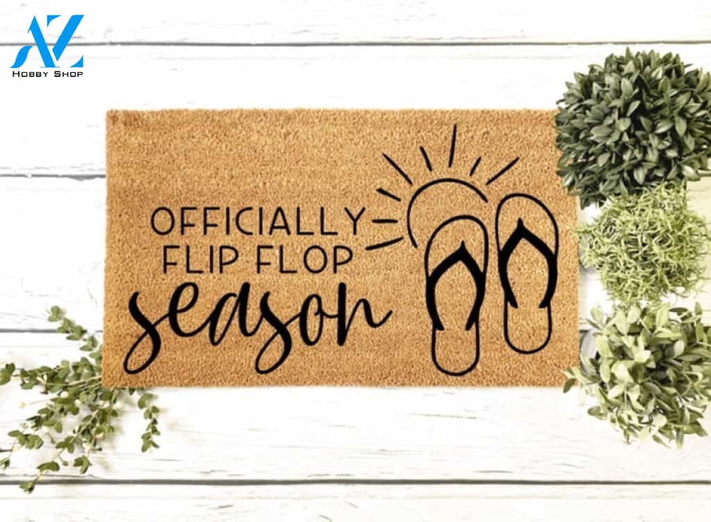Officially Flip Flop Season Doormat Summer Welcome Mat Gift For Friend Family