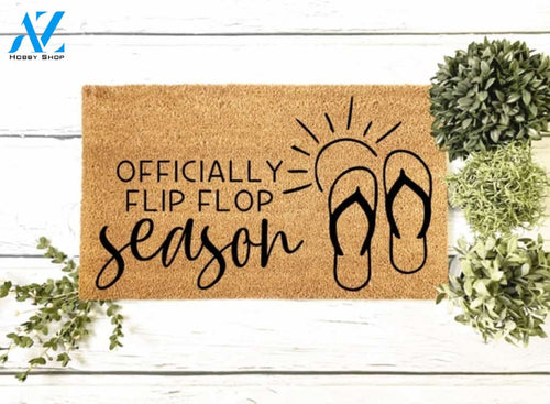 Officially Flip Flop Season Doormat Summer Welcome Mat Gift For Friend Family