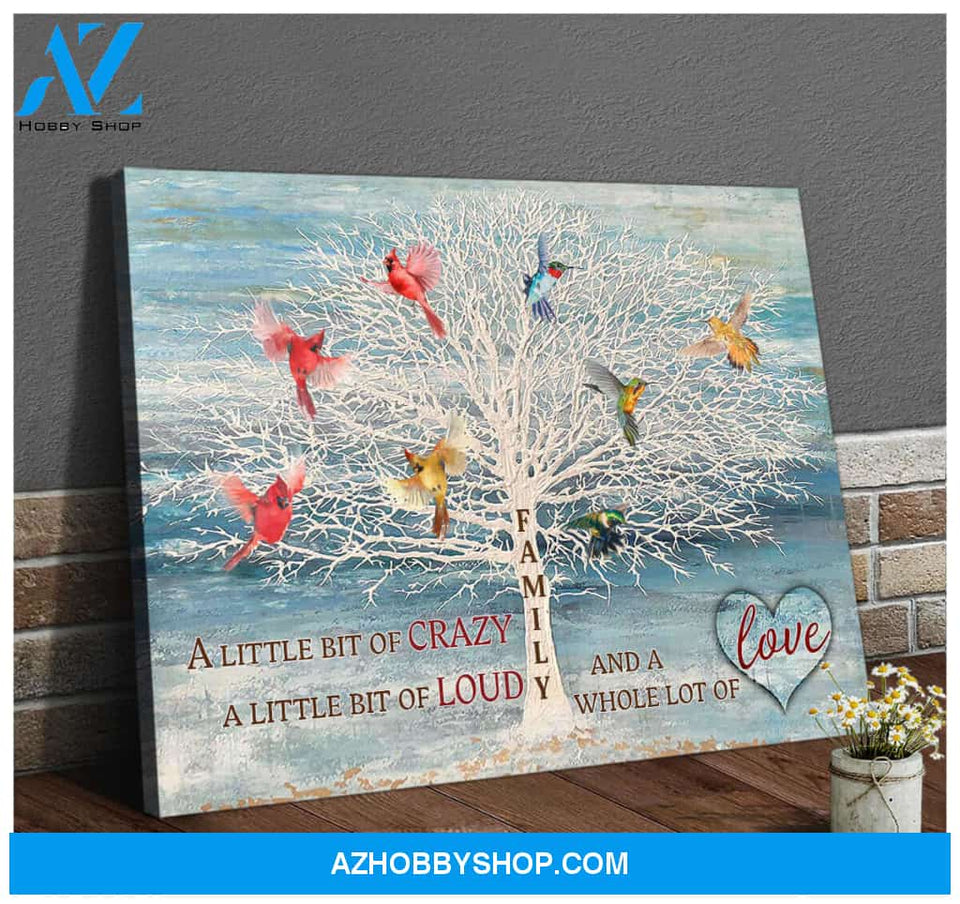 OHCANCAS Family Cardinal Hummingbird Canvas Family and a whole lot of love Wall Art Decor