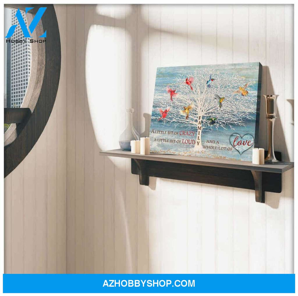 OHCANCAS Family Cardinal Hummingbird Canvas Family and a whole lot of love Wall Art Decor