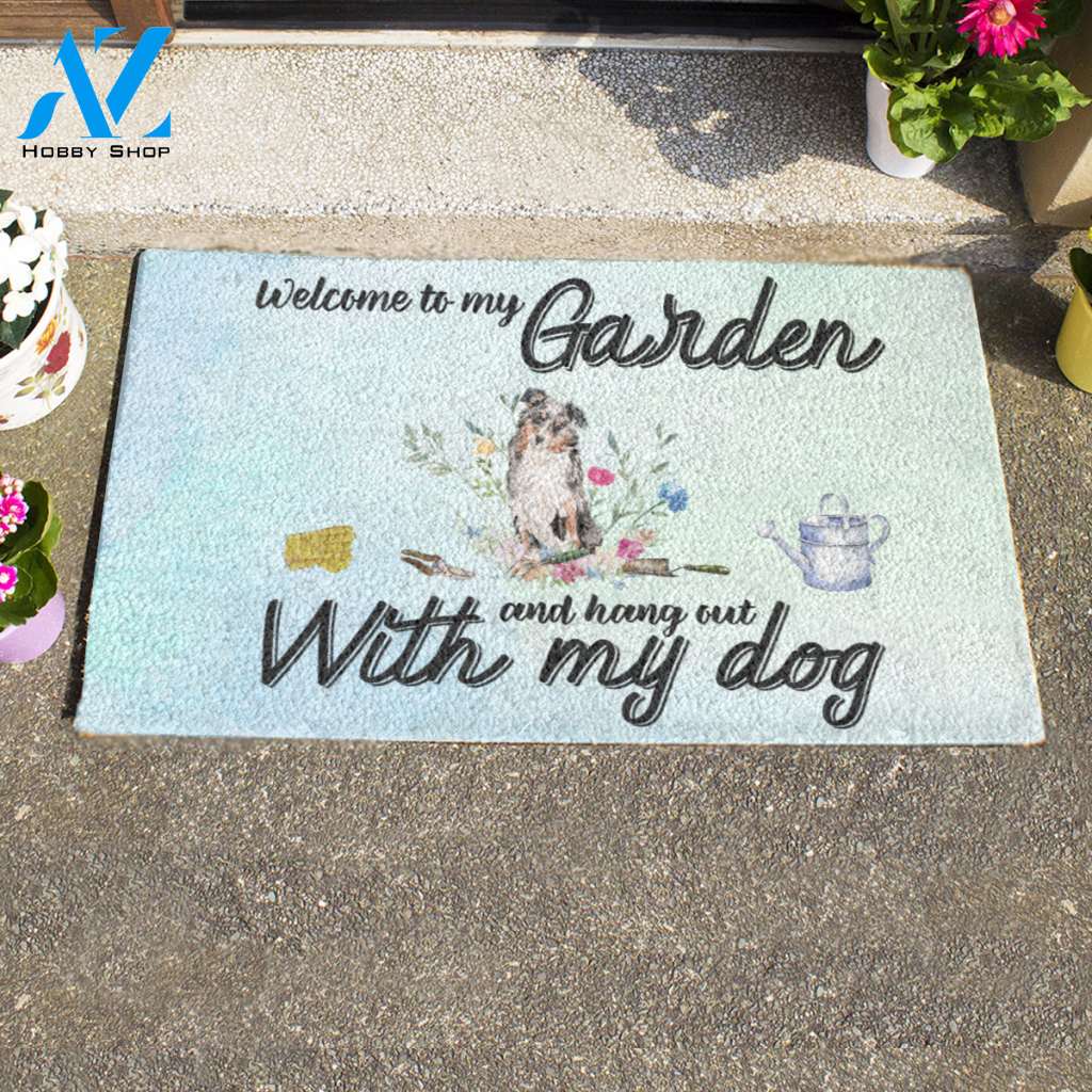 Oil Painting Dog , Welcome To My Garden And Hang Out With My Dog Personalized Doormat HQ