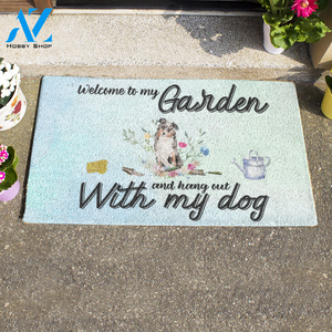 Oil Painting Dog , Welcome To My Garden And Hang Out With My Dog Personalized Doormat HQ