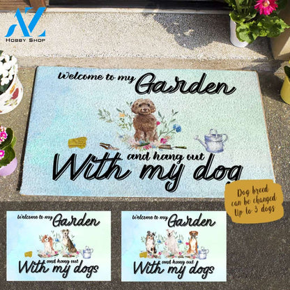 Oil Painting Dog , Welcome To My Garden And Hang Out With My Dog Personalized Doormat HQ