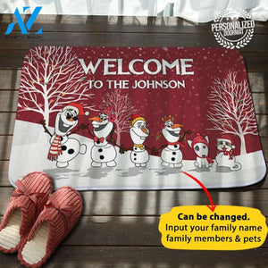 Olaf Frozen Christmas Personalized Doormat