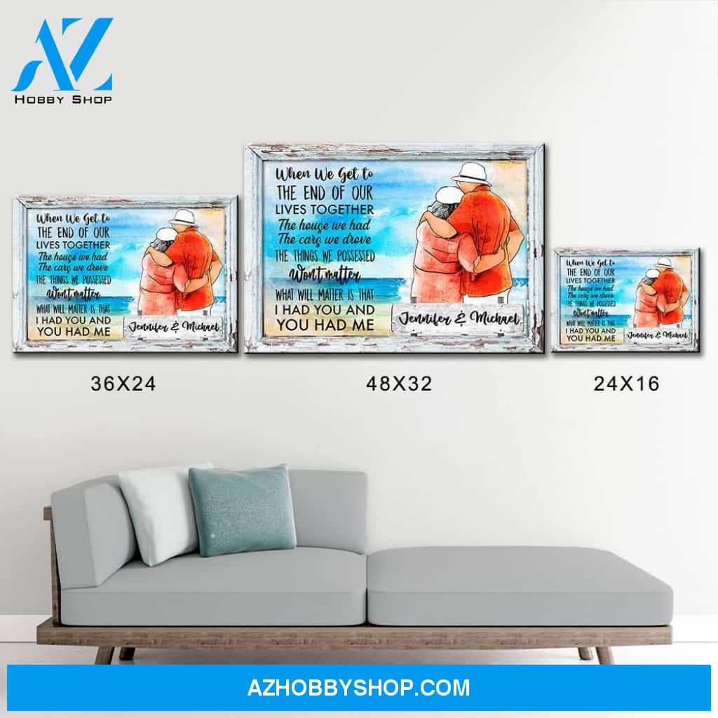Old Couple Beach Premium Canvas