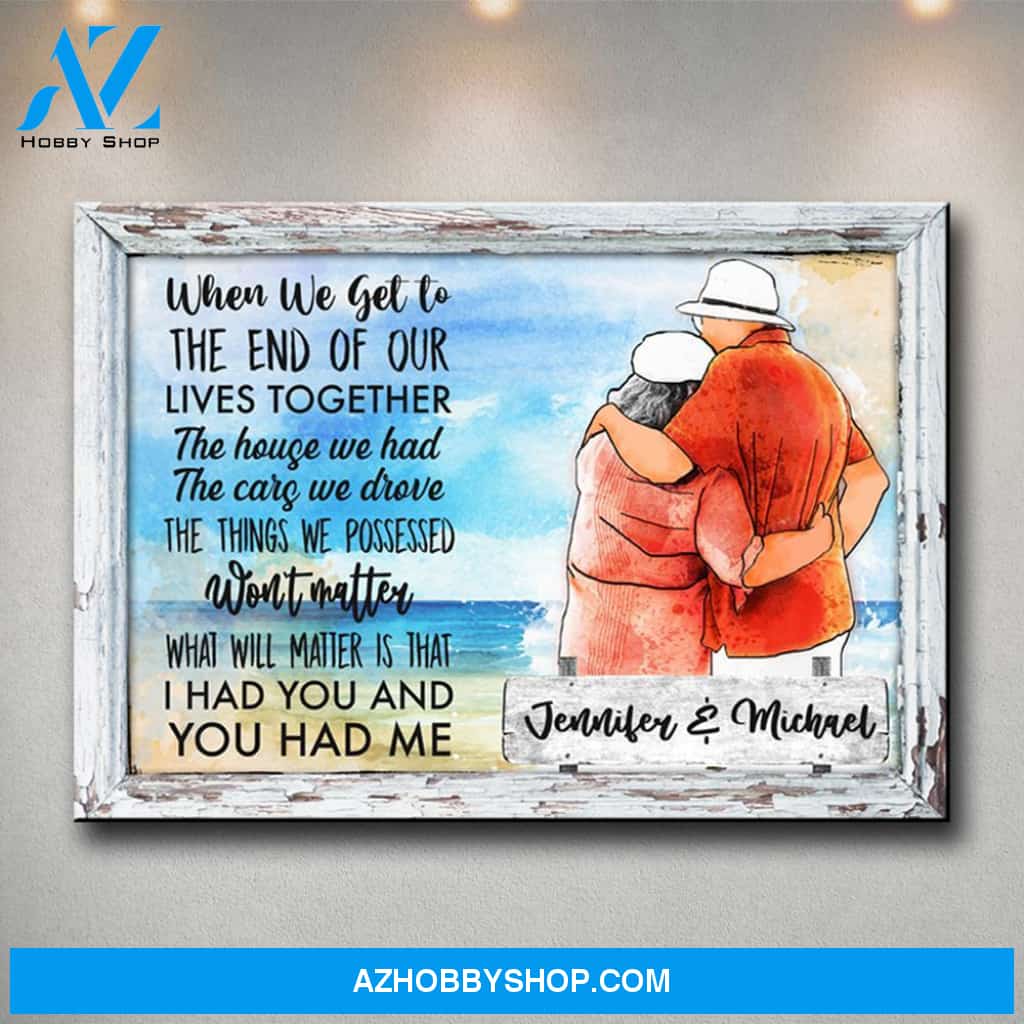 Old Couple Beach Premium Canvas