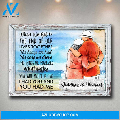 Old Couple Beach Premium Canvas