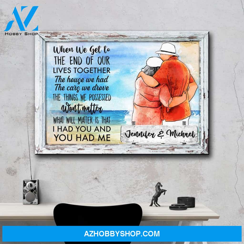 Old Couple Beach Premium Canvas
