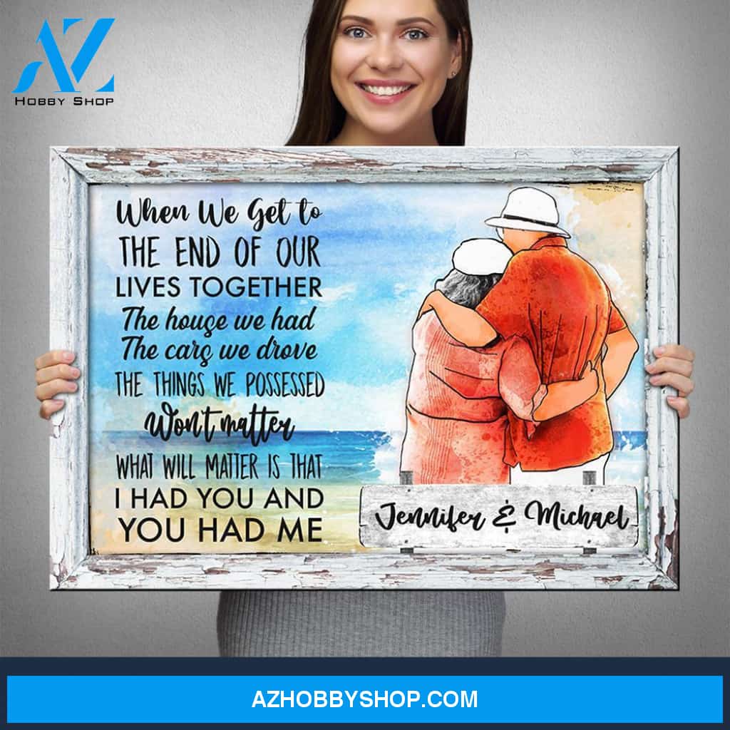 Old Couple Beach Premium Canvas